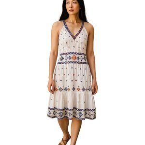 Roberto Cavalli Class Embroidered Tiered Midi Dress Womens Size 38 US 2 Boho Art